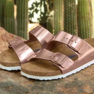 Birkenstock Rose Gold Arizona big buckle